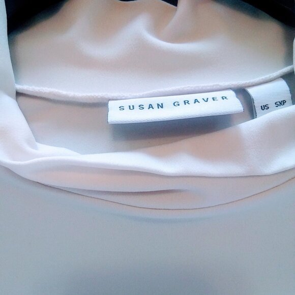 Susan Graver Liquid Knit Ivory Mockneck Fit & Flare Top- 5XP- NWT - Picture 3 of 5